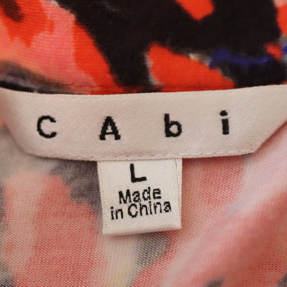 CAbi 374 Abstract Watercolor Jersey Shirt Shift Dress Belted 3/4 Sleeves Large - Picture 2 of 16